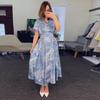2024 Summer European & American Bohemian Print Turn-Down Collar Holiday Dress for Women
