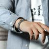 QN Bold and Domineering Semi-circular Pin Men's Personalized Trendy European and American Punk Hip-hop Bracelet Jewelry