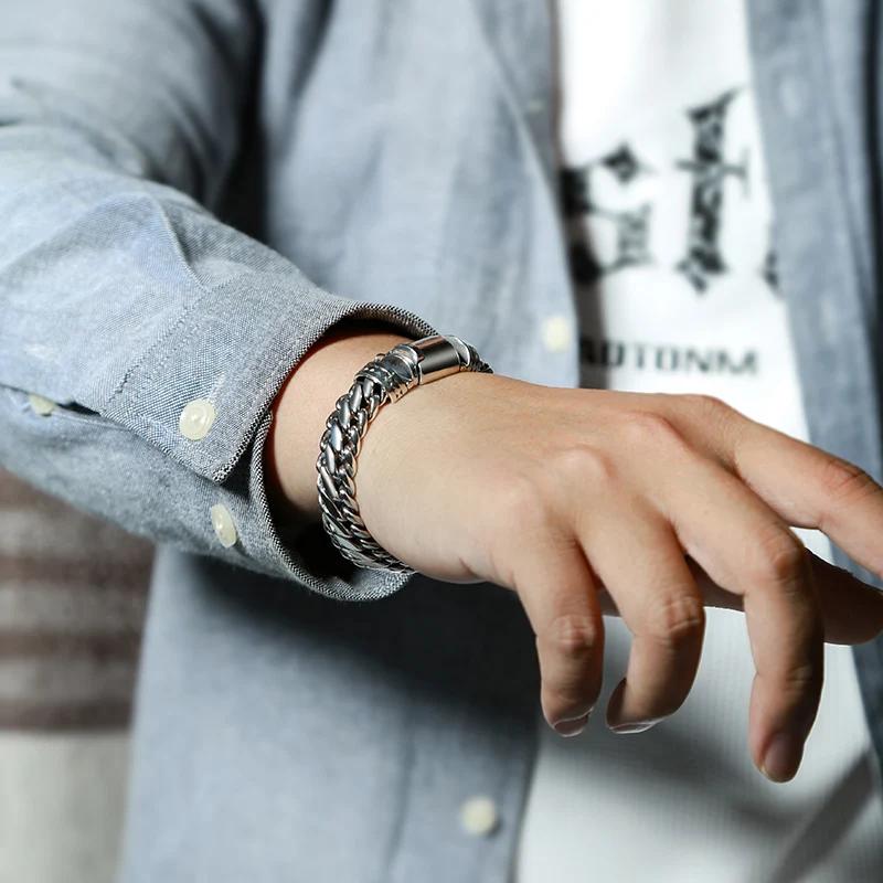 QN Bold and Domineering Semi-circular Pin Men's Personalized Trendy European and American Punk Hip-hop Bracelet Jewelry