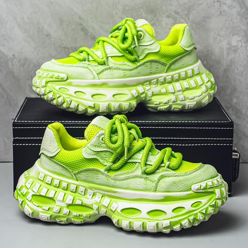 

Popular fluorescent green ins wind dad shoes trendy men s shoes platform heightening casual sports shoes fashion board shoes 39