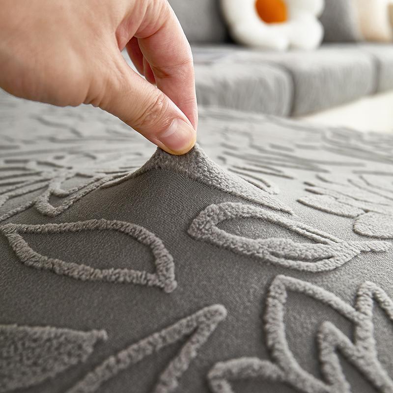 Solid Color Camellia Jacquard Sofa Slipcover, 1pc Stretch Couch Cover Furniture Protector For Bedroom Office Living Room Home