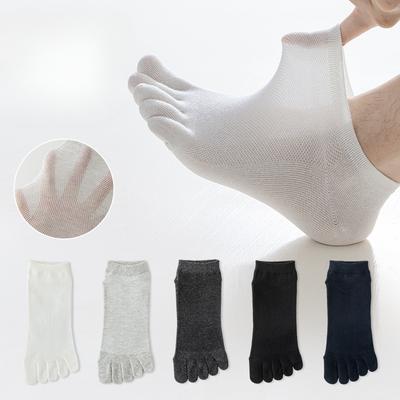 Fünf-Zehen-Herren-Baumwollsocken Einfarbig Zehensocken Sommer Dünn Netz Weiß Sommer Anti-Athlet Kurze Socken
