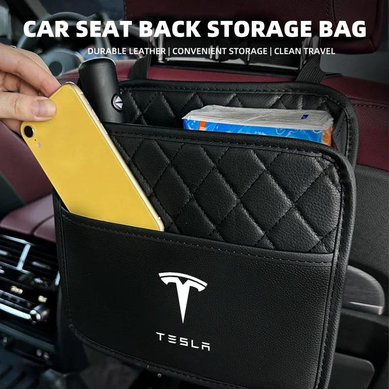 Autocollant de Voiture 2025 Nouveau Tesla Grande Capacité Sac de Rangement Portable Rangement Siège Auto Arrière Intérieur Pour Tesla Roadster Modèle S
