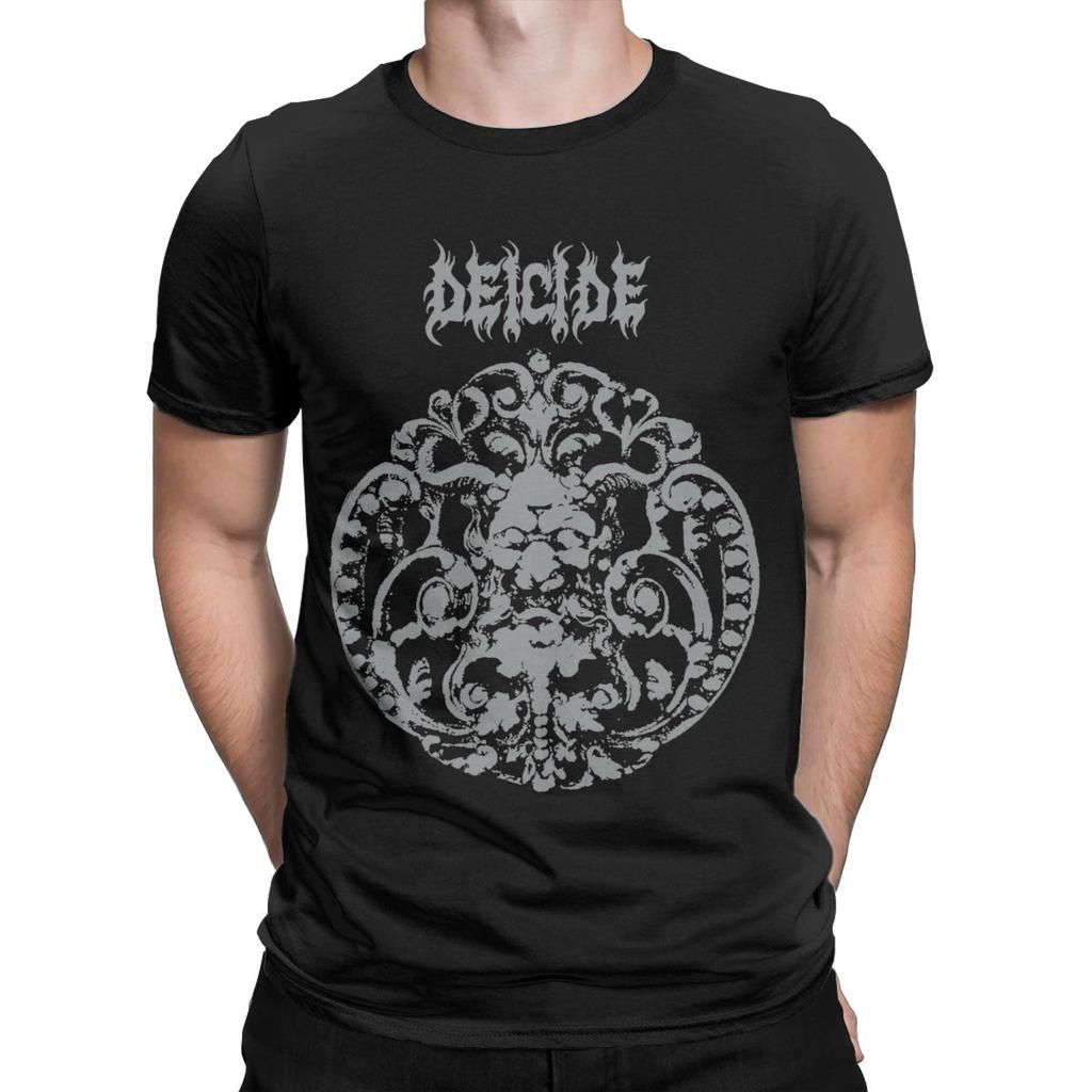 Men T-Shirt Deicide Novelty Cotton Tee Shirt Short Sleeve Band T Shirts Round Neck Tops Graphic