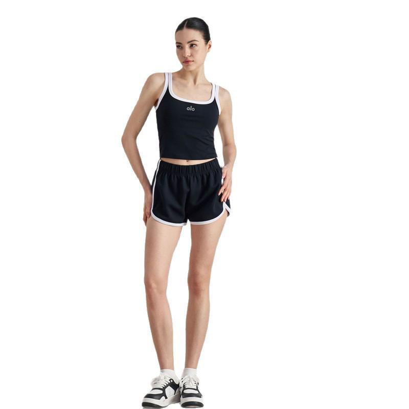 Chaleco de Yoga Deportivo Retro Americano con Cuello en U - Top de Fitness para Mujer