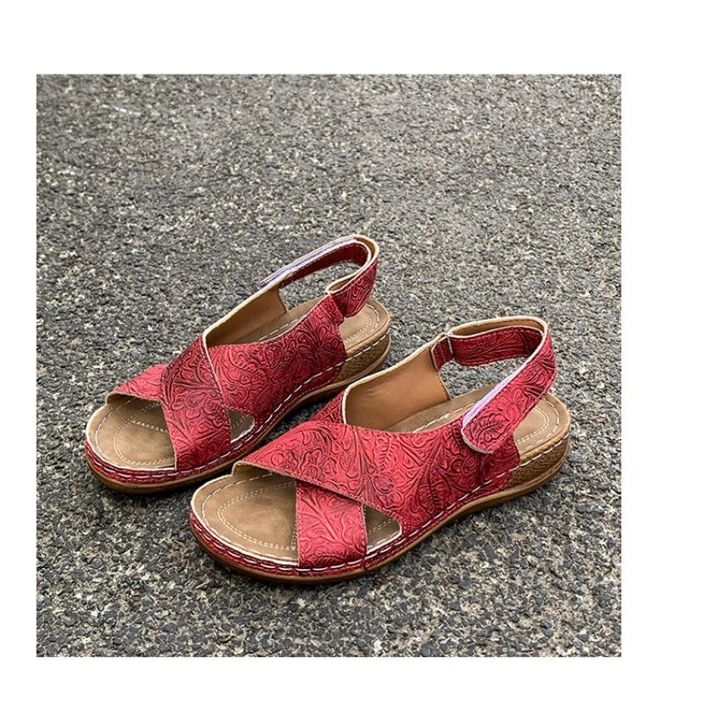 Plus Size Wedge Platform Sandals Summer Fish Mouth Velcro Beach Open Toe Sandals