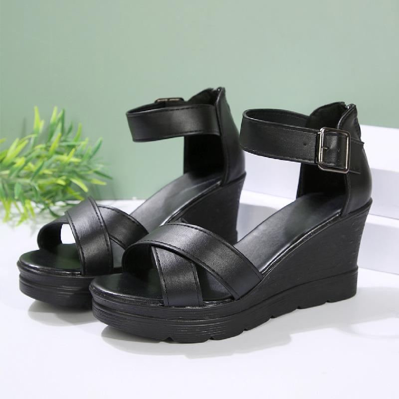 Fashion Plus Size Women's Open Toe Wedge Sandals Summer New Platform Ankle Strap Sandals for Women Outdoor Casual High Heel Sandalias