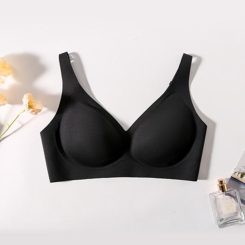 

Бесшовный бюстгальтер из шелка тутового шелкопряда Yuyue - удобный, дышащий, с застежкой сзади, без косточек, однотонное нижнее белье L чёрный