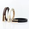 Versatile Black Cowhide Thin Leather Belt for Women: Simple Korean Style Decorative Waist Accessory for Dresses and Suits.