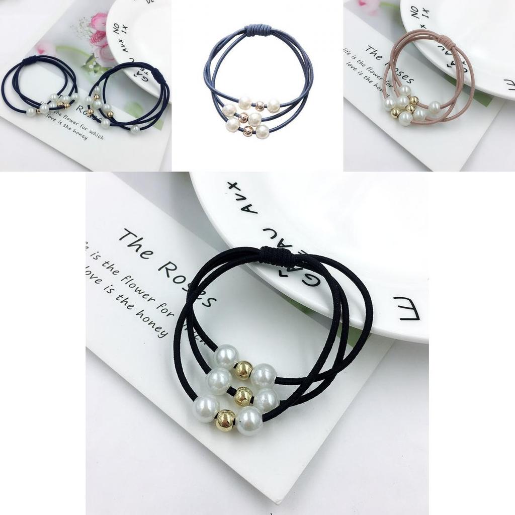 Korean Version Of The Three-strength Rubber Band High-elastic Pearl Head Rope For Women And Girls