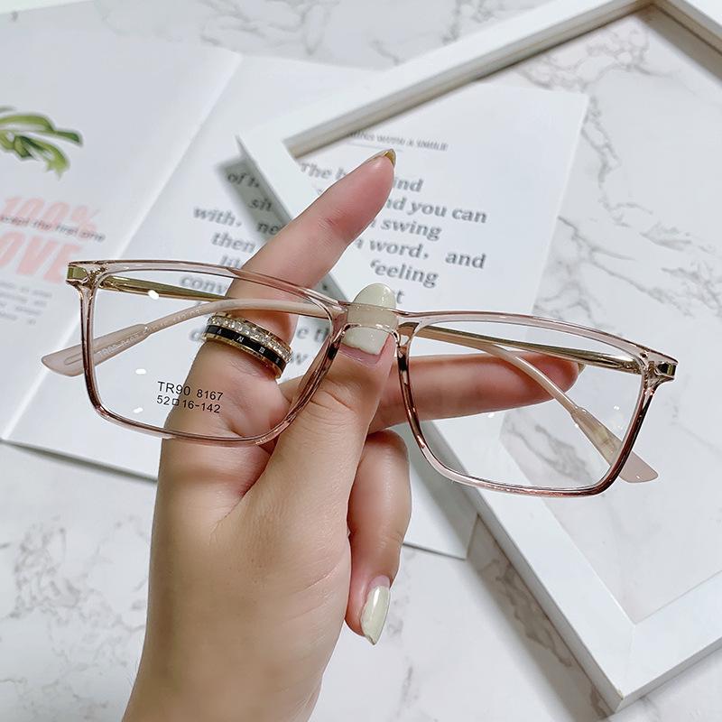 TR90 Korean-Style Anti-Blue Light Glasses: Small Square Frames with Plano or Prescription Lenses for Men and Women.