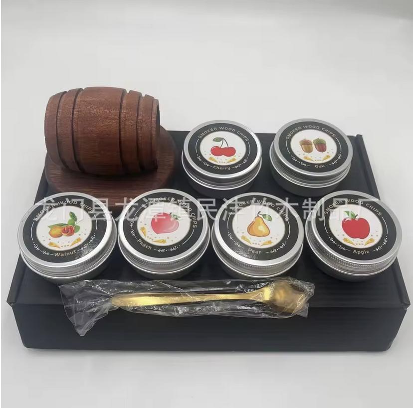 Zestaw do wędzenia whiskey z wiórkami drewna - 6 smaków, Infuzer do wędzenia drinków Old Fashioned, na koktajle, urodziny, bourbon, na prezenty