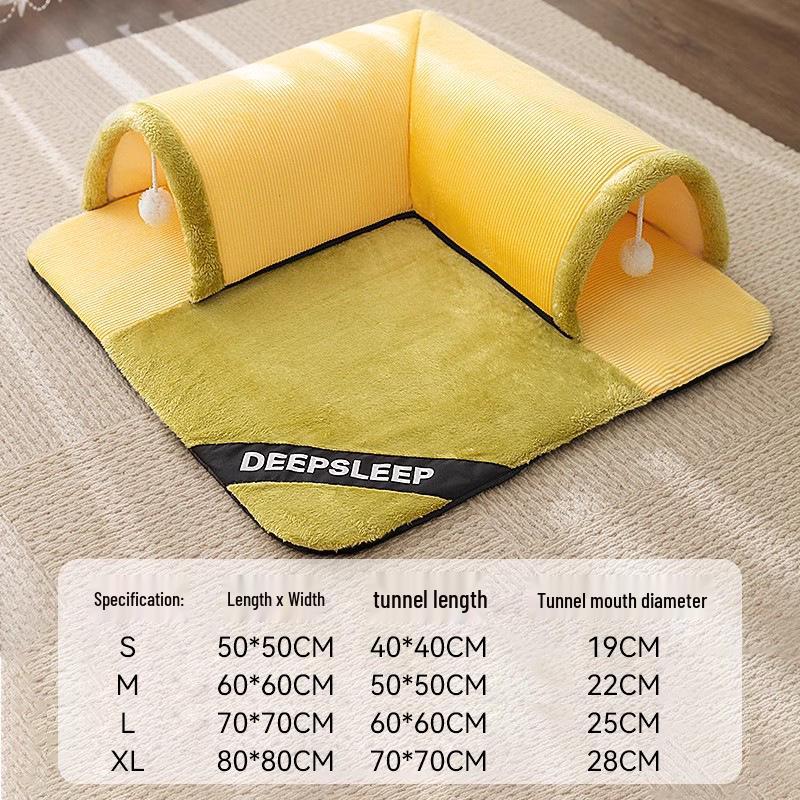 

Уютная кровать-тоннель для кошки: Все-в-одном для игры, сна и укрытия на все сезоны