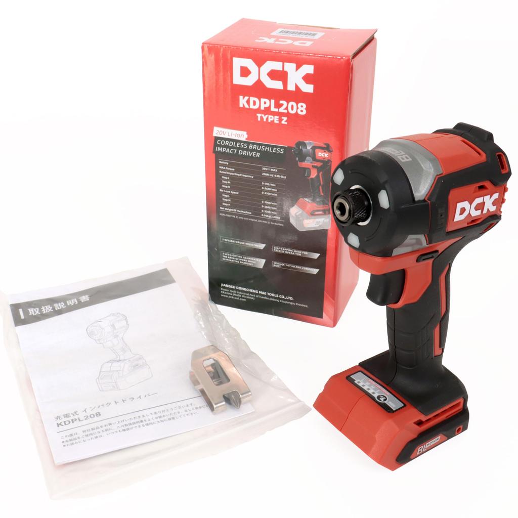 DCK 20V Impact Driver Torque LED Light Impact Force Switching Brushless Motor Cordless Electric Screwdriver Rechargeable and Charger Sold No