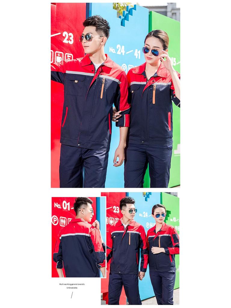 Reflective Breathable Long Sleeve Workwear Set - Durable and Ideal for Electronic, Chemical, and Construction Industries