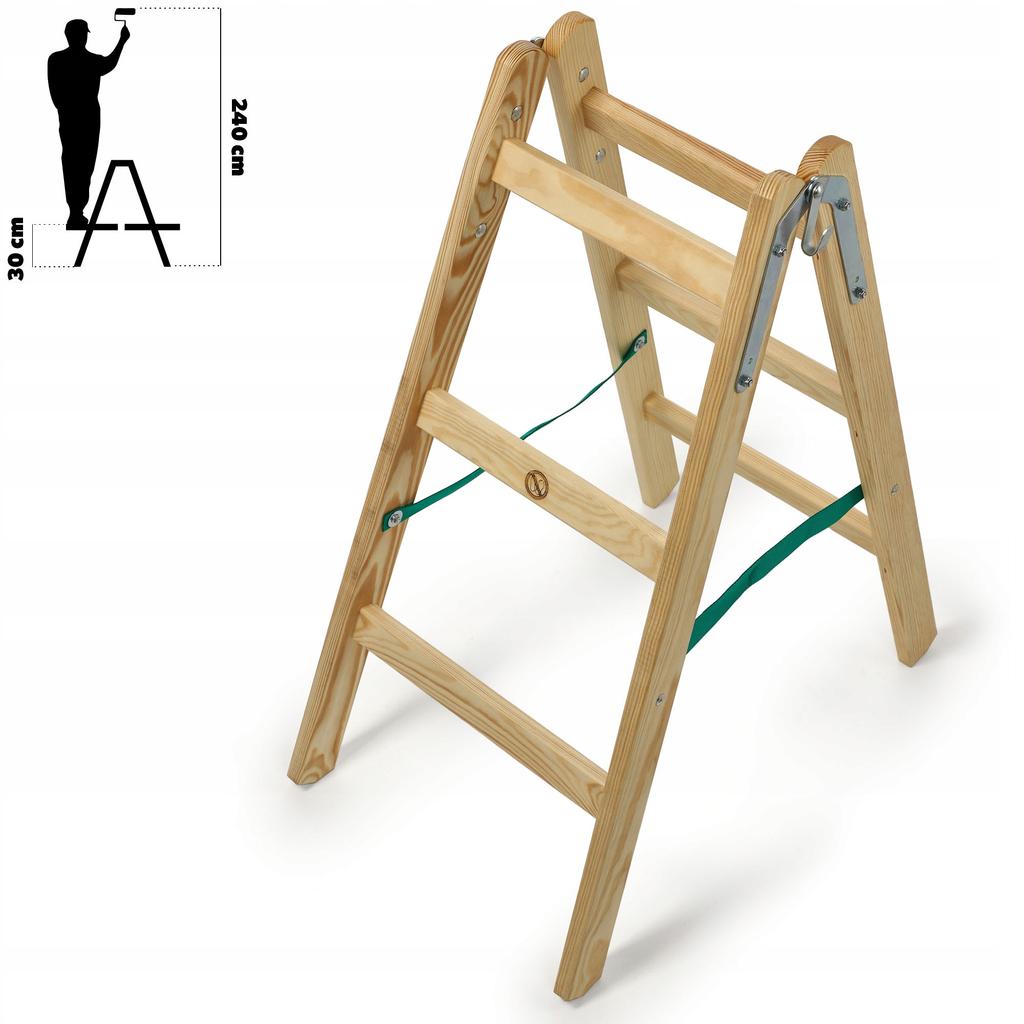 KADAX Wooden Painter's Ladder Step Ladder Double-Sided 150kg