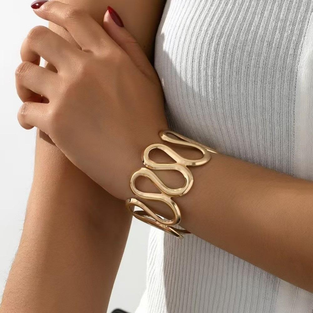 

Gold Color Women s Bangle Hollow-out Wide Cuff Bracelet Fashion Open Bracelet Lady Jewelry Gift