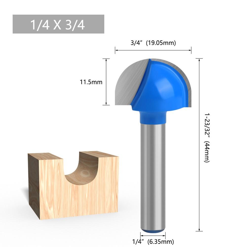 1/4 Shank Ball Nose Router Bits End Mill Round Cove Box Solid CNC Milling Bit