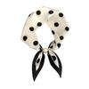 Satin Neck Scarf Irregular Geometric Pattern Wrinkle-resistant Scarf with Magnetic Imitation Pearl Buckle Outfit Accessory