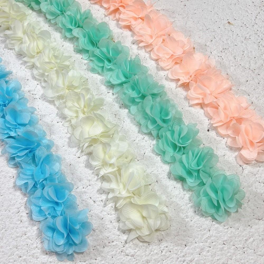 10Yards New 5cm Width Chiffon Flowers Lace Multicolor Handmade DIY Lace 3D Lace Ribbon for Bag Decor