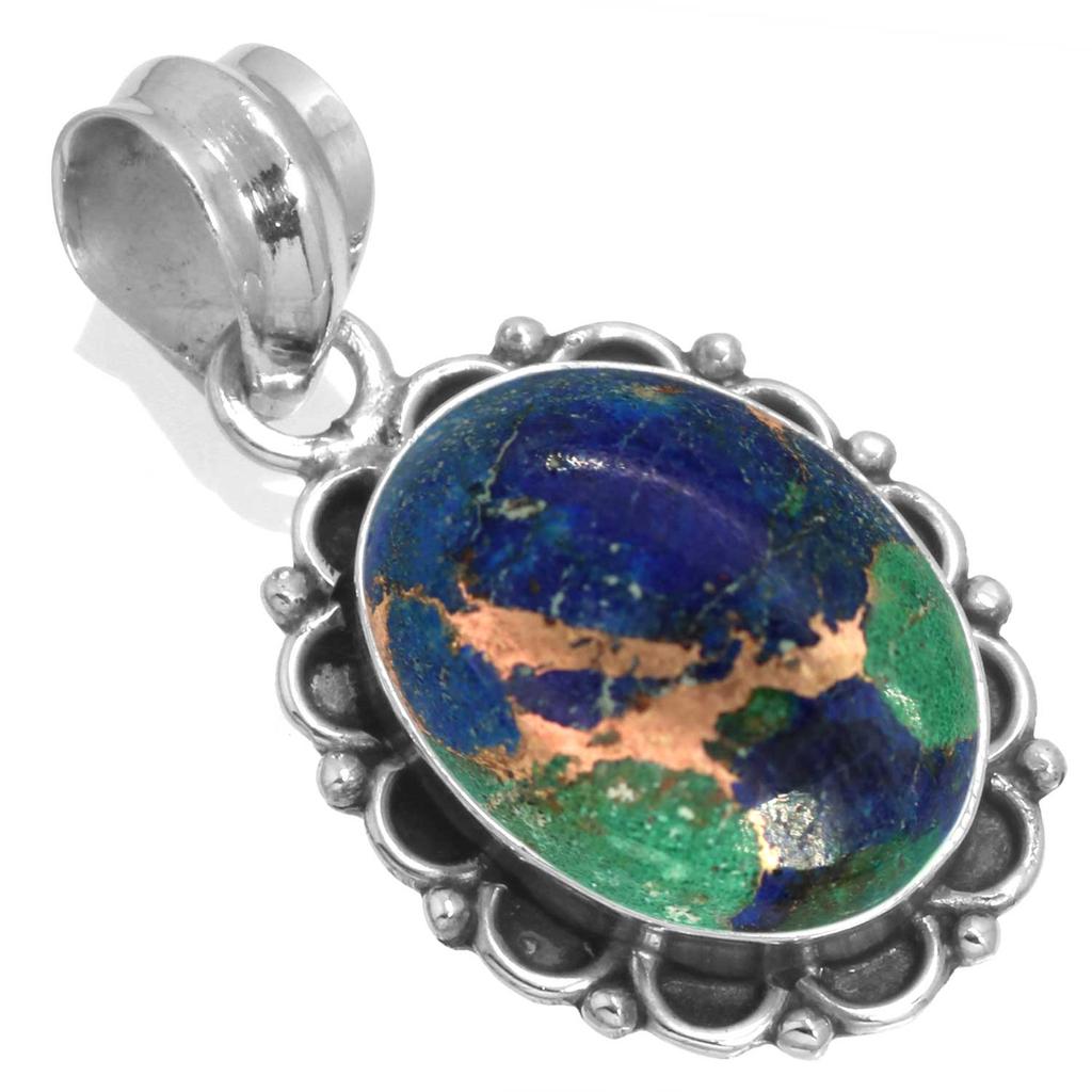 925 Sterling Silver Pendant Women Gemstone Handmade Jewelry Anniversary Gift Amazonite Angelite Blue Opal Botswana Agate Mohave Azurite Chrysocolla