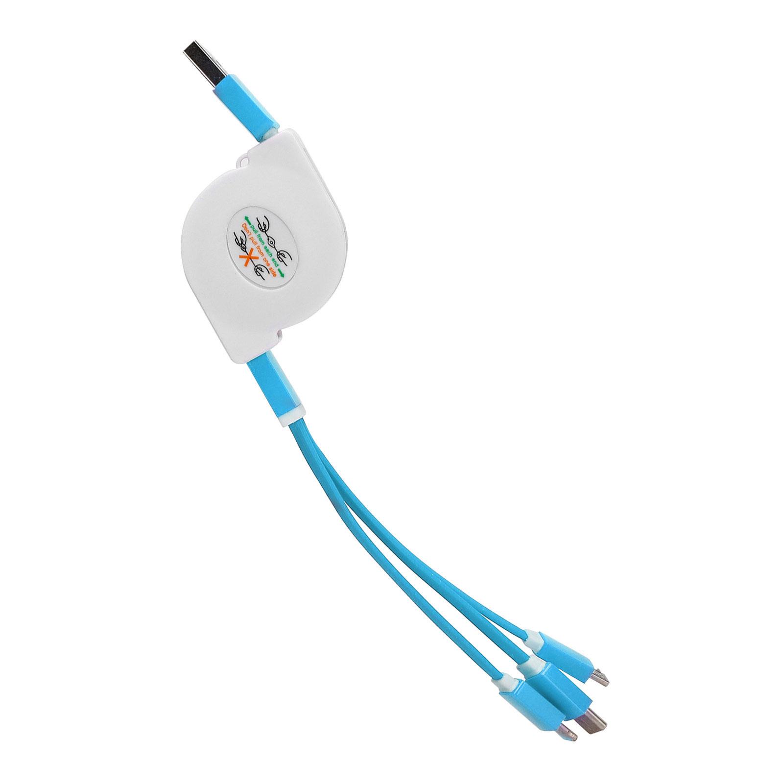 

Кабель USB 3 в 1 с выдвижным механизмом, адаптер с несколькими зарядными шнурами для IOS, Type C, Micro Port, синий синий