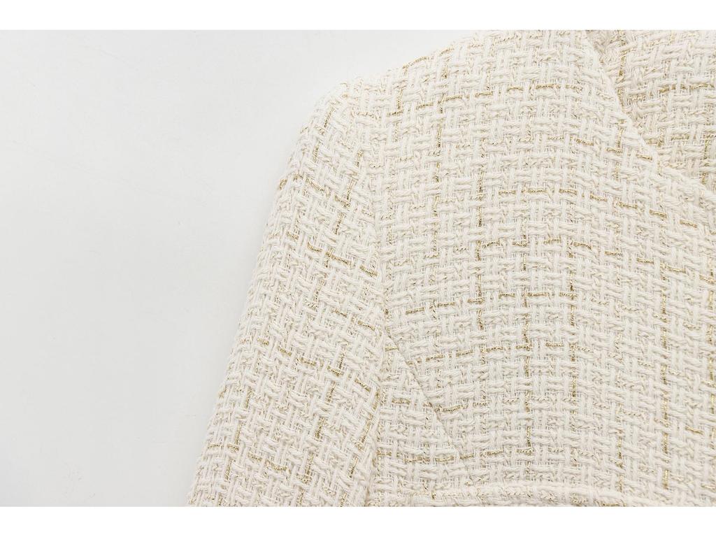 2025 Spring Women's European & American Style Long Sleeve Round Neck Casual Suit Jacket