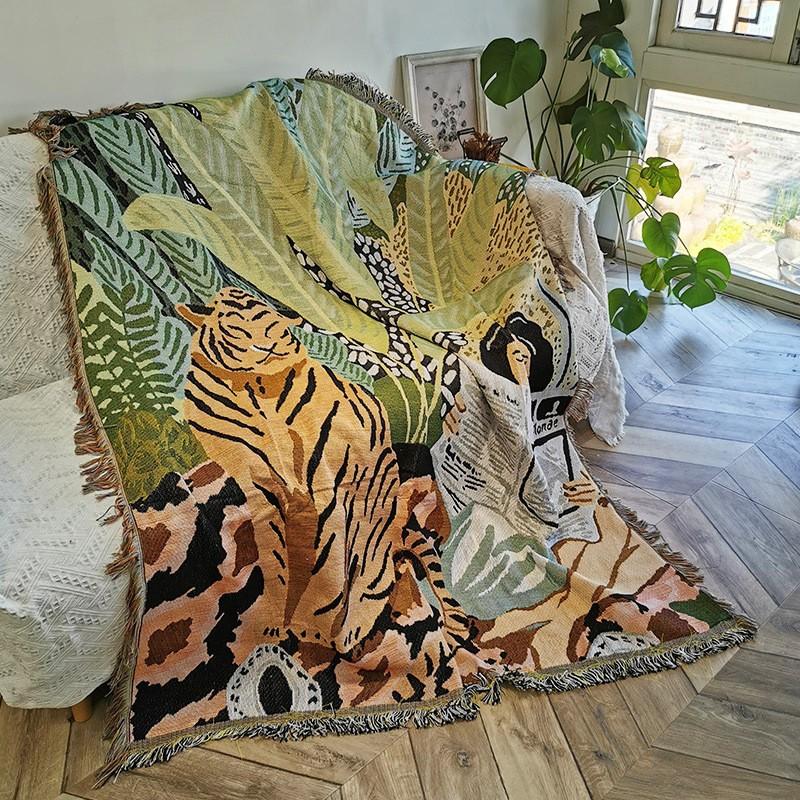 Tiger Girl Sofa Towel New Sofa Cover Cloth Anti-Cat Scratch Dust Cover Cover Sofa Cushion Cover Four Seasons Pass
