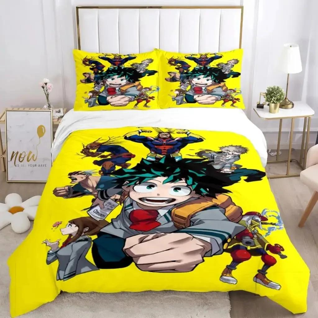 Fashion My Hero 3D Anime Print Thre Piece Beding Set Fashion Young Boys Or Adult Peoples For Beds Comfortable Quilt Covers Pilowcases Beding Set Gift