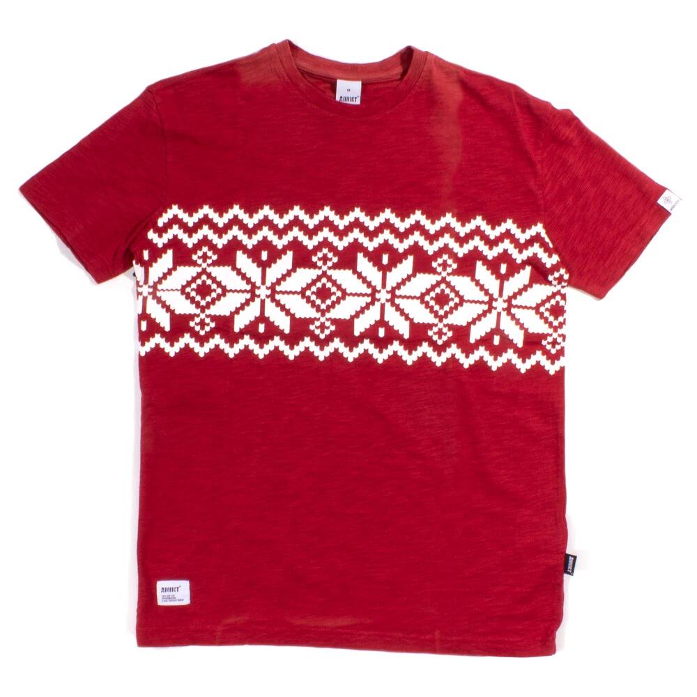 Addict Brick Red Snowflake T-Shirt 3XL