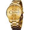 NIBOSI Men's Analog Chronograph Watch Gold Big Face Stainless Steel Casual Date Display