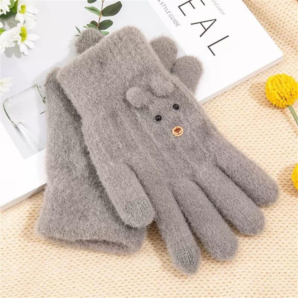 

Knitting Warm Gloves Touch Screen All Finger Gloves Daily Knitted Mittens for Autumn Winter сірий