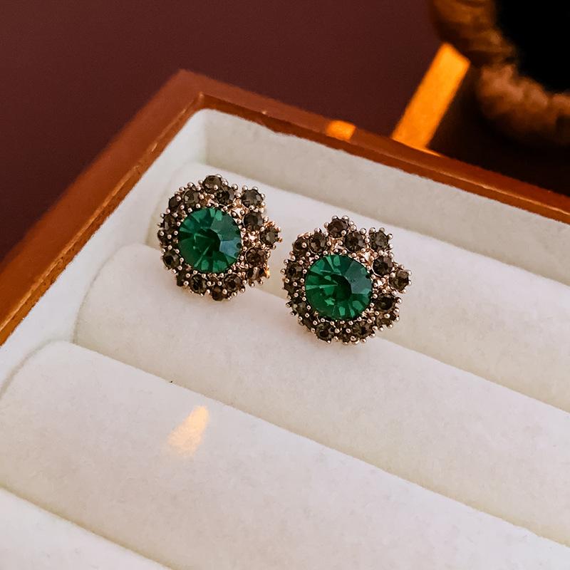 Pre-owned Vintage Retro Diamond-Encrusted Round Necklace & Clavicle Chain Set