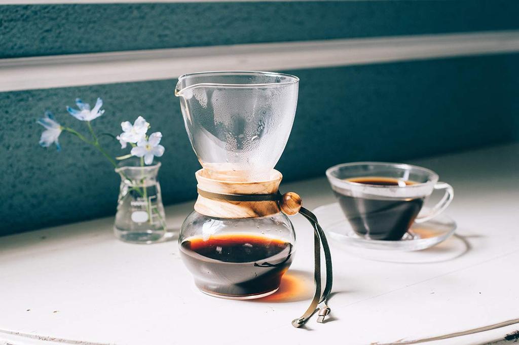 HARIO Nel Drip Pot with Wood Neck, 1-2 Cups, DPW-1