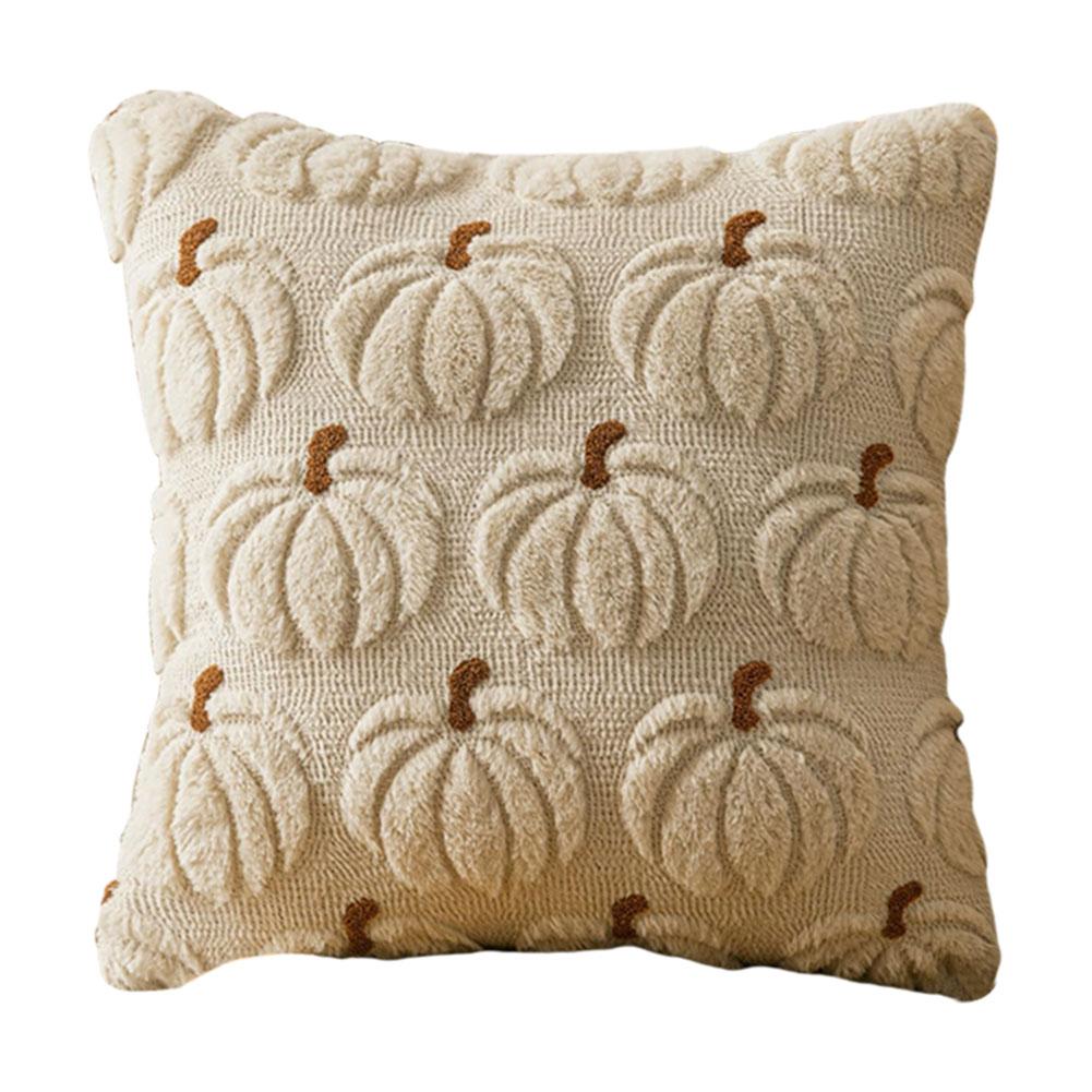 

Pumpkin Fall Throw Pillow Covers Embroidery Fluffy Plush Accent Pillow Cases Accent Pillowcase Halloween Farmhouse Home Decor