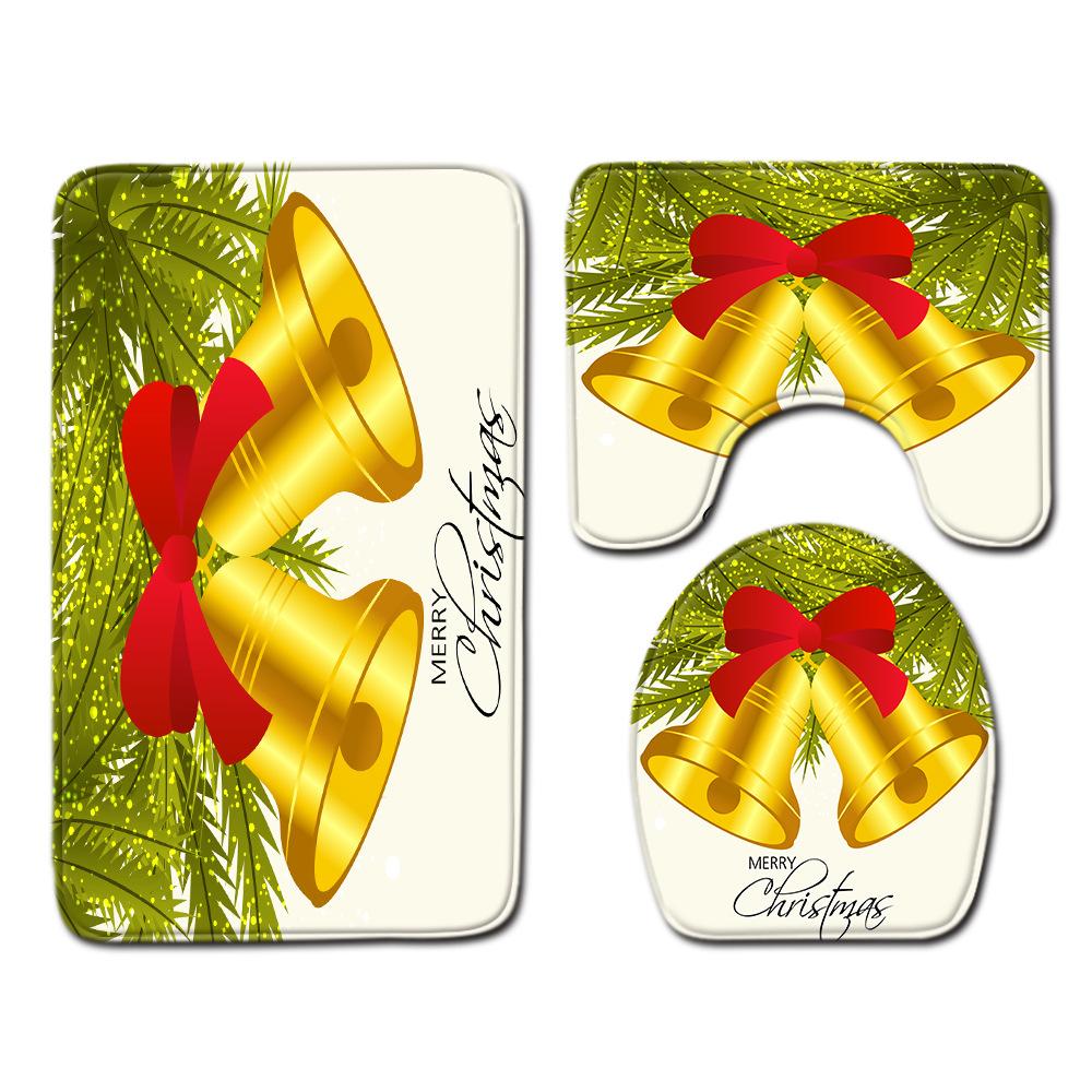 Christmas Bathroom Floor Mat Toilet Three-Piece Set