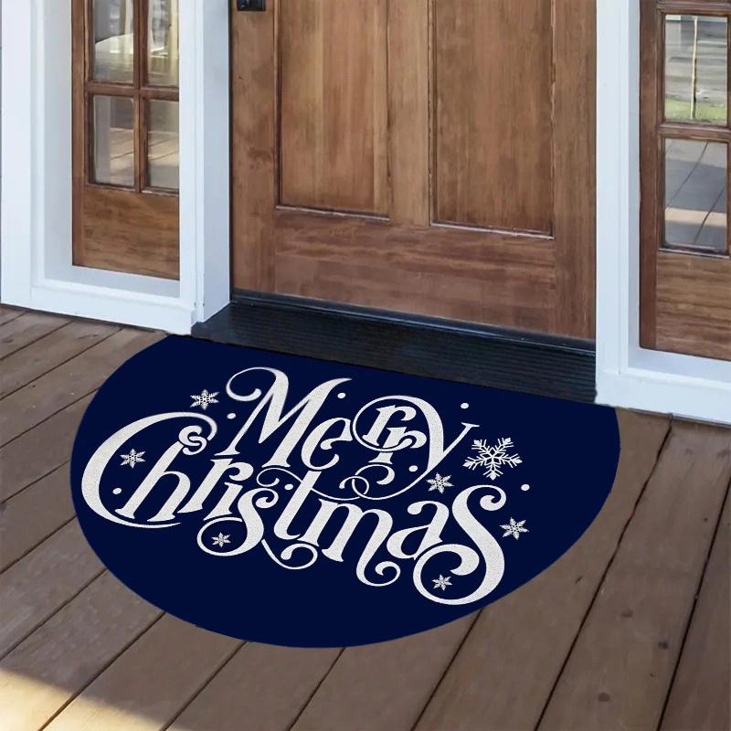 1Pcs Navy Blue Snowflake Semi Circle Welcome Doormat Non-Slip for Outdoor Patio Porch Kitchen Bathroom Entryway Floor Mat
