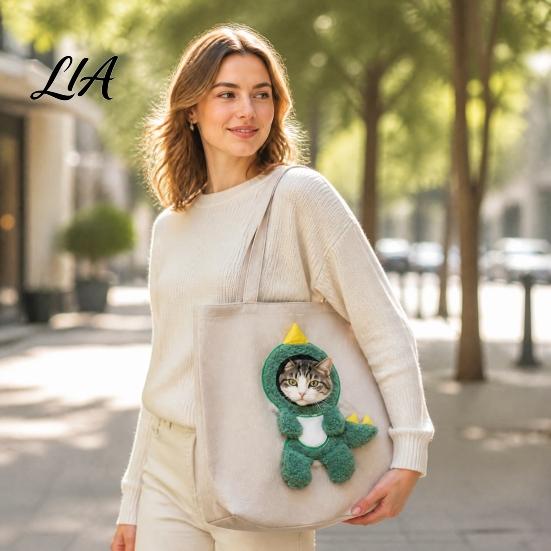 Washable Pet Travel Carrier Cat Purse with Head Hole, Breathable Canvas Tote, Cute Soft for Bee Dinosaur Bunny Shoulder Bag Puppies Cats Small