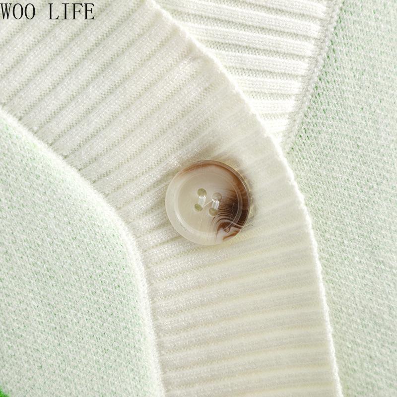 Women Letter Print Cardigan Knit Button Down Long Sleeve Open Front Sweater New Fall Winter Fashion