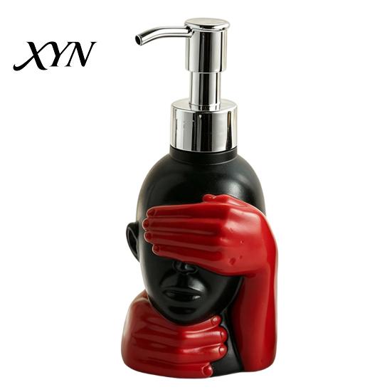 Großer Kapazität Seifenspender 200 ml Spenderflasche, Sanfte Schaumbildung Künstlerisches Schwarz-Rot Design Und Flasche für Badezimmerdekor Rostbeständige Pumpe
