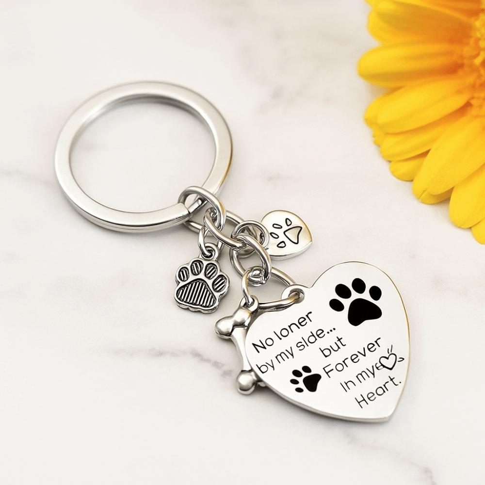 Stainless Steel Dog Tag Key Chain Love Heart Pet Animal Keyring  Pet Memorial