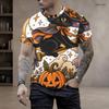 Men Plus Size Round Neck Short Sleeve T Shirt Printed Cute Cartoon Raccoon Witch Pattern