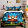 Whimsical Gnomes On Mushroom Bedding Duvet Cover Set  (1*Duvet Cover 2*Pillowcases, Without Duvet Insert)