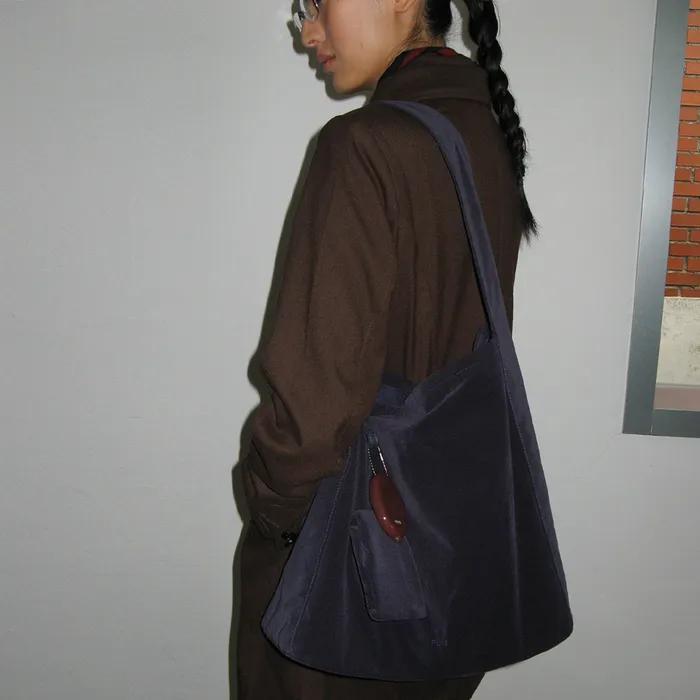 [3rd Reorder: Immediate Shipment] 0007 Layered Pouch Hobo Bag_Corduroy Navy