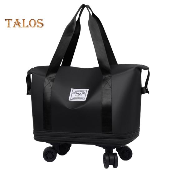 

Дорожная сумка-тележка с колесами, водонепроницаемая расширяемая сумка для ночевки, портативная складная сумка для выходного дня, для путешествий, шопинга, спортзала чёрный