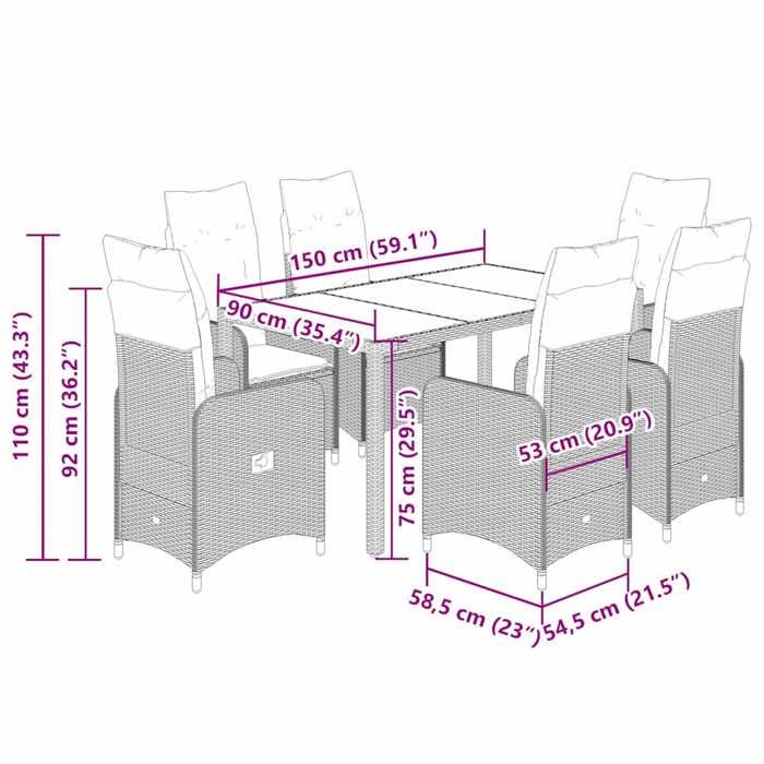 VidaXL Garden Bistro Set 7 Pcs Beige Cushions Poly Rattan 3277099