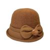 Wool Bucket Hat Thermal Hat Children Elegant Hairball Bow Mother Basin Hat