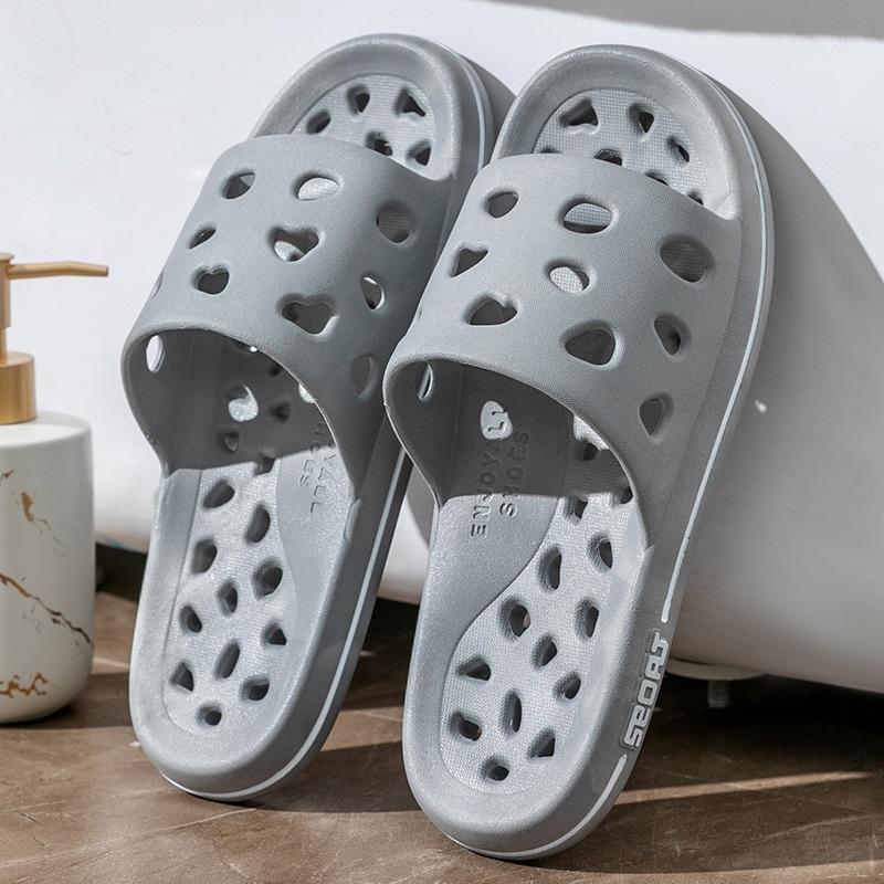 

Летние тапочки большого размера с нескользящей подошвой, быстросохнущие, полые, для дома, с толстой подошвой 48 серый