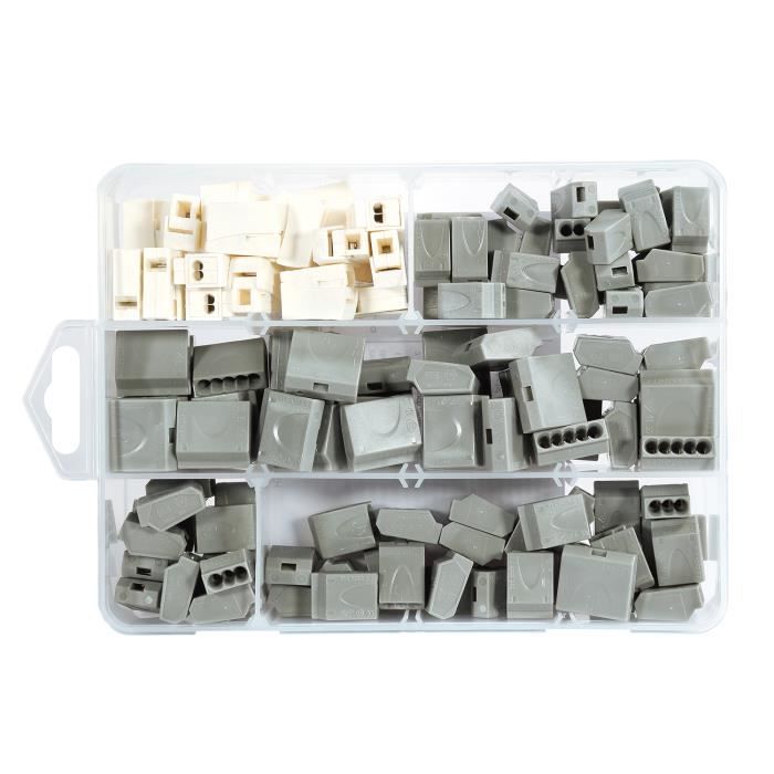 Bornes De Connexion Automatique - ViD - Box 1-2,5 Mm² - 130 Pièces - Couleur Gris - Cuivre