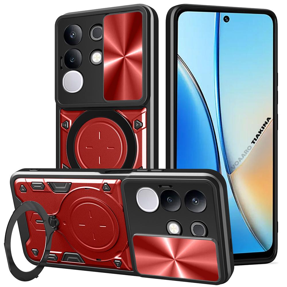 Slide Lens Push Window Armor Funda for Vivo Y29 4G Global Case for Vivo Y29 4G Global Case Magnetic Ring Stand Holder Cover